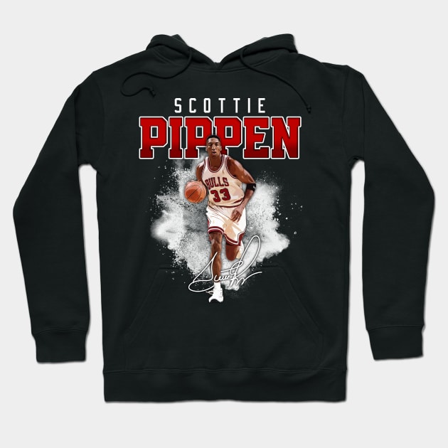 Scottie Pippen Basketball Legend Signature Vintage Retro 80s 90s Bootleg Rap Style Hoodie by CarDE